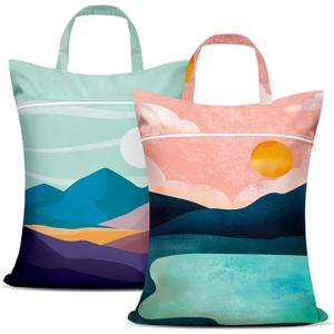 2 Pcs Large Travel Laundry Bags - Waterproof with Handle, Washable Dirty Clothes Bags for Travel, Wet & Dry Use, Bathing Suit & Gym Clothes Laundry, Swimming Pool & College Dorm (Landscape) 2 Pcs Large Travel Laundry Bags - Waterproof with Handle, Washable Dirty Clothes Bags for Travel, Wet & Dry Use, Bathing Suit & Gym Clothes Laundry, Swimming Pool & College Dorm (Landscape)