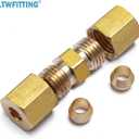 LTWFITTING 3/16 OD Brass Compression Union,Sleeve Ferrule,Nut Sets (Pack of 130)