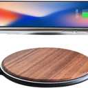 15W Wooden Wireless Charger | Stylish Design Qi Wireless Charger Station | USB Type C Cable | Compatible for iPhone 15 14 13 Pro MAX X Plus, Samsung Galaxy Ultra, Airpods