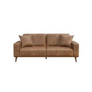 LakeView Sofa W/2 Self Pillows Color Saddle Pu, H-19.90"/W-38.40"/D-83"