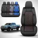 Car Seat Covers Custom Fit for Toyota Tacoma 2016-2023 Breathable Waterproof Faux Leather Protective Seat Cover with Pickup Truck (Black Redline, Full Set)