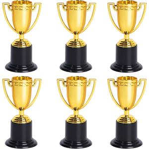 ZZYFGH Mini Trophies, 4 Inch Mini Gold Award Trophy Cup, Plastic Gold Award Trophy Cups, Golden Award Trophy Cups Set for Sports, Party Favors, Tournaments, Competitions (6 Pack)