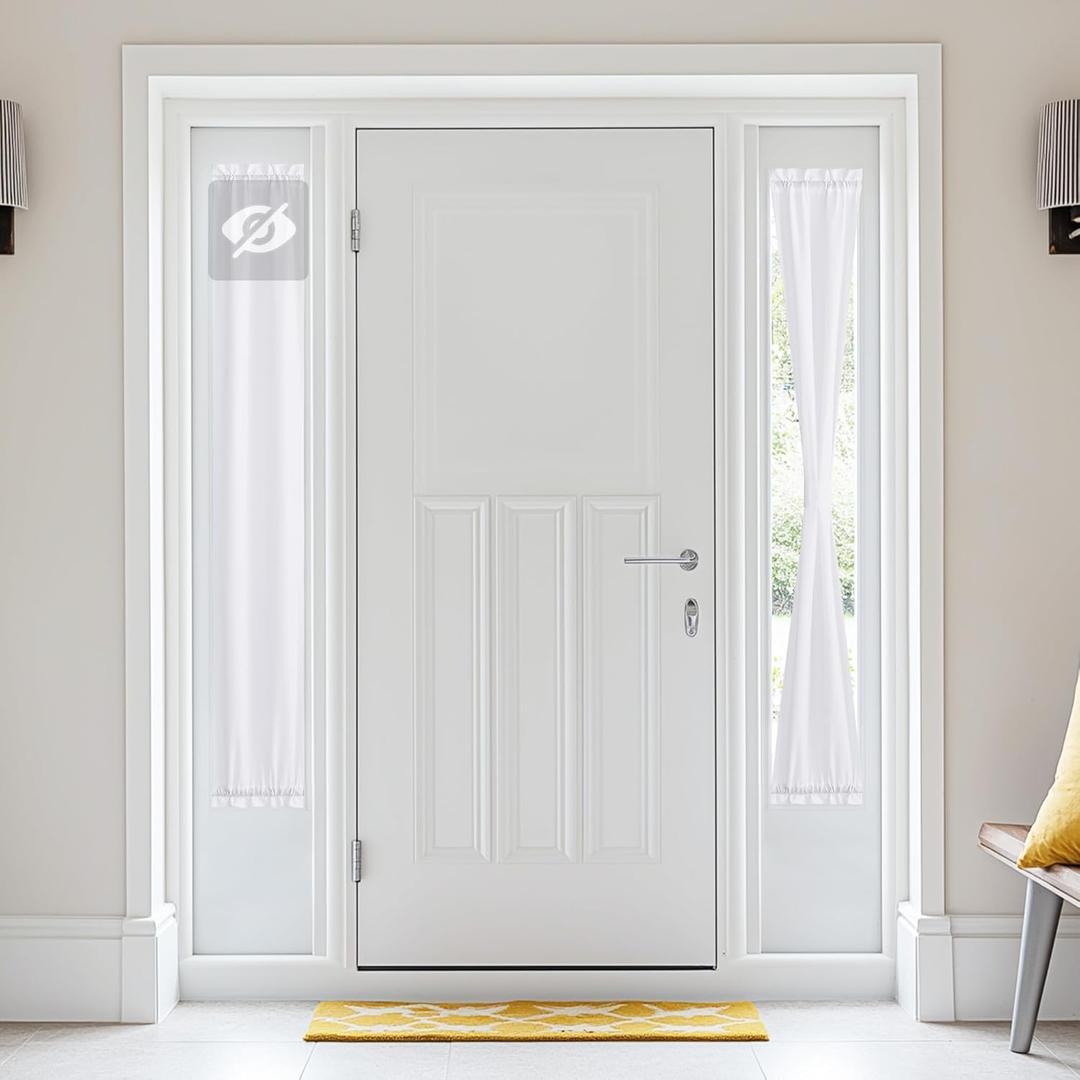 NICETOWN Sidelight Curtains for Front Door, Non See-Through Privacy Light Filtering Sheer Door Curtains for Kitchen, Side Window Covering winth Tiback, 1 Panel, 12 inches x 72 inches Long, White