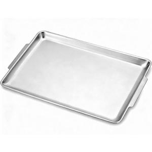 16.3" x 11" Large Serving Platters, Stainless Steel Heavy-Duty Large Serving Trays, Silver Rectangular Plates for Food, Fruit, Party, Wedding, Christmas, Chip and Scratch Resistant