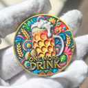 2 x ONE More Drink & Party's Over Fun Colorful Decision Coin for Social Events, Parties & Gifts ﻿