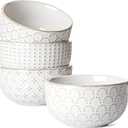 LE TAUCI 3.5 Inch Small Bowls, TINY Embossed Ceramic Dip Bowls, Sauce Dishes, Condiment Cups for Appetizers, Sushi Soy Sauce, Dessert, Ice Cream, Oven & Dishwasher Safe - Set of 4, Arctic white