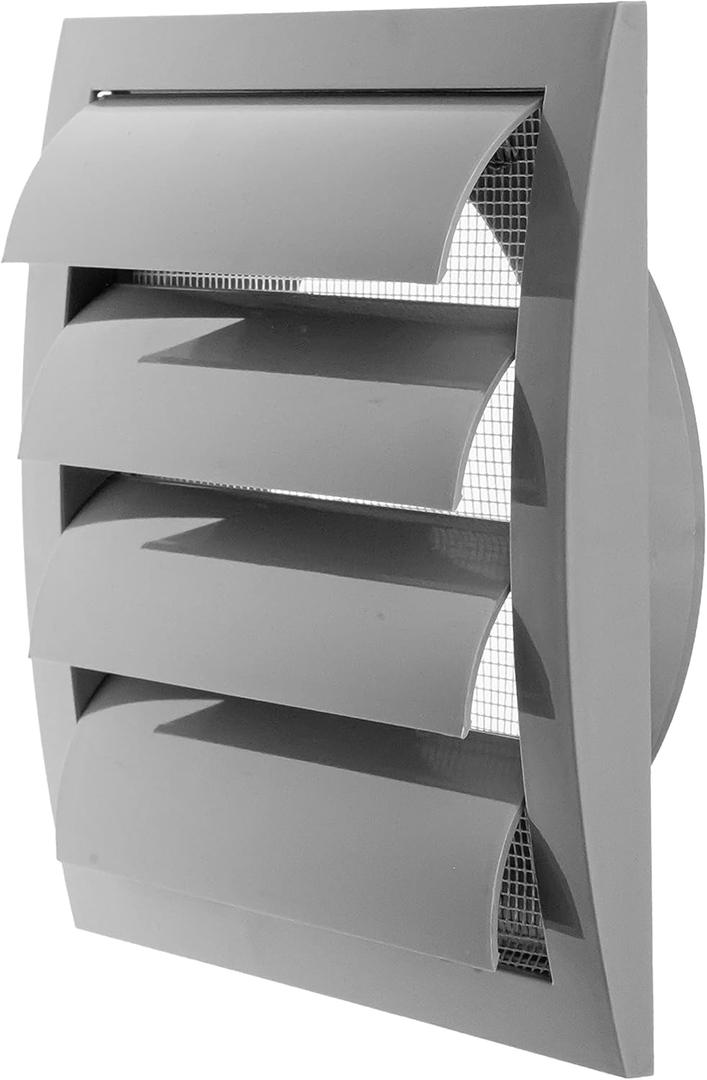 Gray Exhaust Hood Vent 6'' Inch with Built-in Pest Guard Screen and Flange, Air Vent Cover, HVAC Duct Cover, Exhaust Cap