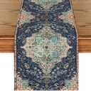 Artoid Mode Boho Bohemia Style Blue Table Runner, Country Rustic Farmhouse Magical Winter Kitchen Dining Table Decoration for Home Party Decor 13x72 Inch