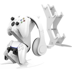DOYO Controller Holder Stand, Universal Metal Material Game Controller Headset Stand Controller Accessories for Gamepad of PS5 / Xbox / PS4 / Switch White