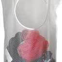 Hanging Mesh Laundry Hamper (30in*20in*2in) Large Dirty Clothes Bag, Can Be Used Behind The Door & Closet & Caravan& Bathroom (White)