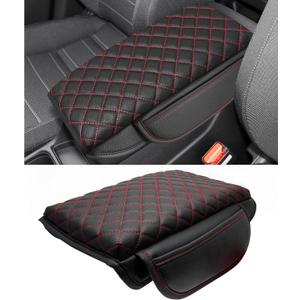 1.2in Thickness Center Console Cover for Honda CRV Accessories 2023 2024 2025 2026 Middle Console Cover Leather Armrest Box Lid Protector Cushion Pad with Pockets Interior (Red Stitch)