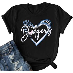 ALLTB Baseball Shirt for Women Baseball Mom Shirt Baseball Heart Graphic Tee Game Day Short Sleeve Tops (Large, Black)