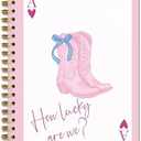 GTYNU Preppy Pink Western Notebook, Cowgirl Gifts, Coquette Blue Bow Cowgirl Boots Journal, Western Gifts for Women, Preppy Coquette Office Supplies, 5.5x8.3 Inch