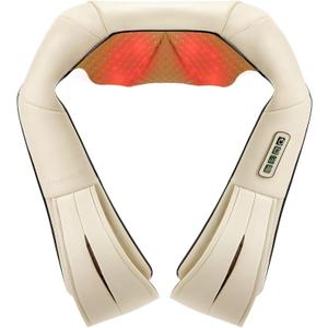 Nekteck Shiatsu Neck Massager with Heat for Pain Relief Deep Tissue, 2026 Upgraded 3D Back Shoulder Kneading Massage Pillow, Relaxation Gifts for Him Her Mom Dad Mother's Day, Beige (NOT Cordless)