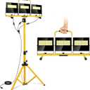 54000 Lumen Work Lights on Stand 3 Adjustable Head Led Triod Light with 16FT Cord - IP67 Waterproof LED Work Lights with Stand for Outdoor Indoor Job Site Workshop Garage Construction Site Lighting