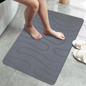Stone Bath Mat, Diatomite Fast Drying Non Slip Stone Shower Mat, Super Absorbent for Bathroom & Kitchen, Multi-Use as Pet Mat, Easy to Clean 16"x24", Gray