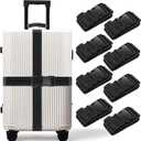 BILIONE 8 Pcs Luggage Straps, 79" Long Belts Keep Suitcase Secure While Traveling, TSA Approved Add a Bag Premium Accessory for Travel Bag Closure (8Pcs Black)