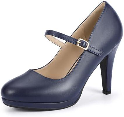 IDIFU IN4 Mary Jane Shoes Platform Closed Toe Heels High Stiletto Round Toe Women's Pumps Comfortable Dress Shoes for Women Wedding Prom Office Bridal Formal Bridesmaid Trendy Pumps Shoes 8