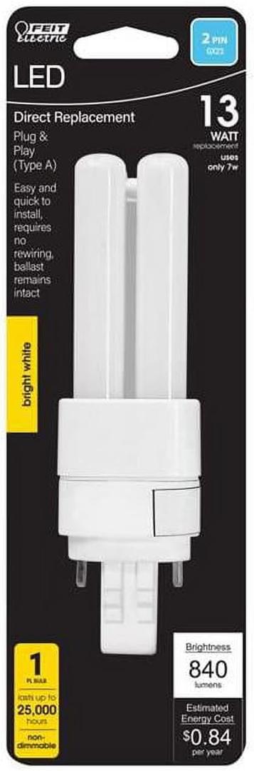 Feit Electric PL GX23-2 LED Light Bulb Bright White 13 Watt Equivalence 1 pk