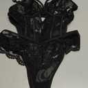 Avidlove Sexy Lingerie for Women Lace Bodysuit Teddy Lingeries V Neck Cut Out Snap Crotch Lingerie (Medium, Black)