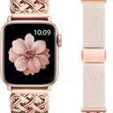 Minyee Magnetic Stretchy Band Compatible with Apple Watch Bands 38/40/41/42/44/45/46/49mm Women Men, Celtic Knot Soft Elastic Nylon Fabric Strap for iWatch Series 11 10 9 8 7 6 5 4 SE/Ultra 3 2 1