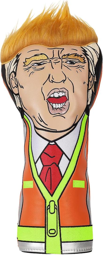 Trump Funny Driver Headcover Golf Club Covers Blonde Hair Premium Leather Style Golf Headcover