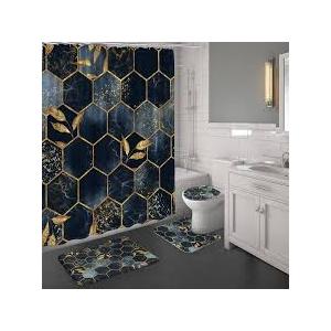 4 Piece Navy Blue Shower Curtains And Rugs