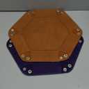 2 Pcs Portable Folding Dice Rolling Tray Set for RPG DND Table Games - PU Leather and Velvet Holder Storage Box - Navy Blue and Camel