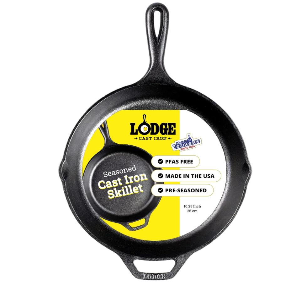 Seasoned Cast Iron Skillet - PFAS-Free, Non-Toxic Cookware - Use with an Oven, Stove, Grill, or Campfire - Naturally Non-Stick & Oven Safe