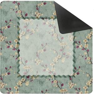 Vintage Green Chinoiserie Floral Bird Mahjong Mat for Table 31.5 x 31.5 in, Gifts for Mahjong Players, Oriental Chinese Plum Blossom Anti-Slip Table Cover Tablecloth for Poker Board Card Game