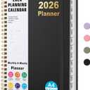 Timart 2026 Planner, Weekly and Monthly Planner, January 2026 - December 2026, Hardcover 2026 Calendar Planner Book with Tabs, Inner Pocket For Women & Men, Perfect for Office School Home, A4(8.5" x11")-Black