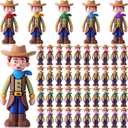50 Pcs Cowboy Rodeo Figurines Western Party Favors Rubber Cowboy Action Figures for Cake Decor, Wild West Theme Party Supplies DIY Props Gift Fillers 