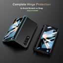 for Samsung Galaxy Z-Fold-4 Case, Support All Magsafe Accessories, Leather Back, Generic Stylus Include & Removable S Pen Holder, Hinge Protection, Screen Protector Cover 5G - Black