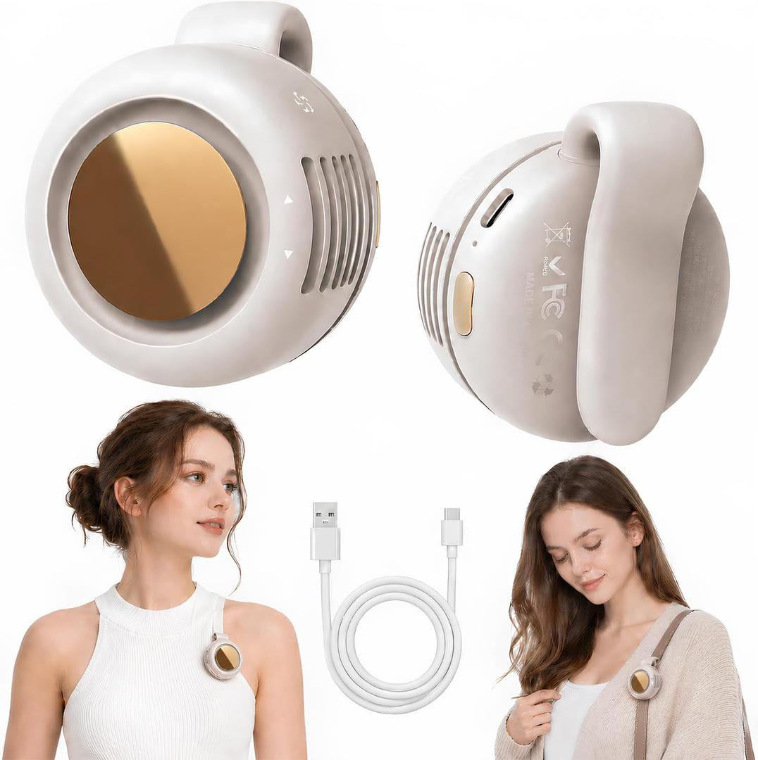 2-Pack Mini Clip On Fan Portable, 3.2oz Ultra-Lightweight, 3 Speed USB-C Mini Portable Fan, Bladeless Silent Small Clip on Fan for Shirt & Waist, Whirlwind Clip Fan for Travel, Outdoor & Office
