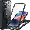 ESR for iPhone 14 Case, Compatible with MagSafe, Full-Body Military-Grade Drop Proof Case with Built-in 9H+ Tempered Glass Screen Protector, Armor Series, Clear Black