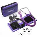 LotFancy Aneroid Sphygmomanometer with Stethoscope Kit, Professional BP Cuff Adult 10"16", Adult Professional Manual Blood Pressure Cuff with Carrying Case for Home Use, Nurse, Doctor, Purple