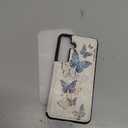 UEEBAI Wallet Case for Samsung Galaxy S24 5G with Card Holders, PU Leather Floral Cover Kickstand RFID Blocking Double Magnetic Clasp Rilievo Flower Flip Case for Women Girls - Blue Butterfly
