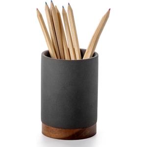 Pen Holder for Desk, Ceramic Pencil Organizer & Makeup Brush Holder, Office Decor and Desk AccessoriesPerfect Office Organization,Teacher Supplies (Dark Grey, Set / 1)