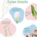 15 Pcs White-Light Pink-Yellow Artificial Tulips Fake Flowers, Premium Latex Lifelike Texture, UV Resistant Waterproof Faux Tulip Bouquets with Snap-on Petals for Outdoor, Home, Wedding Decor