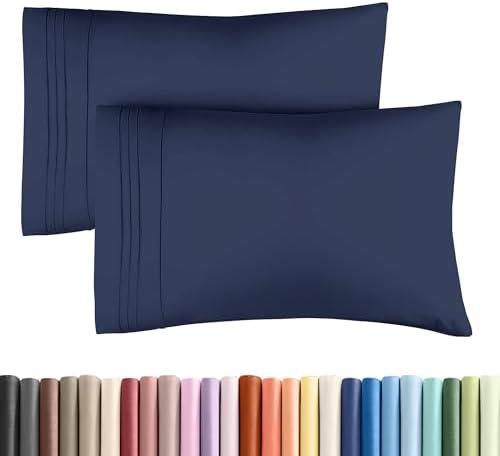 Queen Pillow Cases Set of 2 - Ultra Soft Hotel Quality Pillowcase Covers - Comfy Cozy Bedding for Women, Men, Kids & Teens - Machine Washable Pillow Protectors - 2 Pieces Set - Queen Size Navy Blue