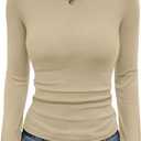ATHMILE Womens Long Sleeve Crewneck/V Neck Ribbed Tops Fall Fitted Stretch Casual Basic T Shirts 2026 (S)