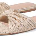EQAUDES Raffia Flat Sandals for Women Straw Woven Braided Twist Slip On Slides - Summer, Open Toe, Beach, Comfort, Dressy, size 6.5