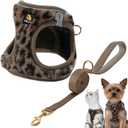 BELLA & PAL Step in Vest Harness for Small and Medium Dogs, No Pull Small Dog Harness with Leash Set, Comfortable Air Mesh Dog Vest Harness with Reflective Strip (Brown Leopard, S)