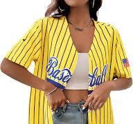 Baseball Shirt Jersey Women Baseball Player T-Shirt Game Day Fan Graphic Tees Button up Short Sleeve L