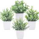 Der Rose 4 Pack Fake Plants Mini Artificial Greenery Potted Plants for Home Decor Indoor Office Table Room Farmhouse Bathroom Decor