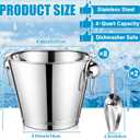 meekoo 8 Pcs 4 Quart Champagne Bucket Wine Bucket Metal Ice Container with 2 Pcs 6 oz Ice Scoop and Handles Stainless Steel Drink Cooler Cocktails Wine Chiller Beer Tub for Bar Party BBQ Banquet