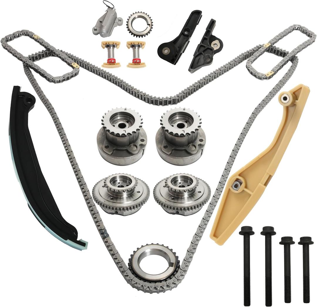 90738S Timing Chain Kit+VVT Cam Phaser, For Ford Expedition/Edge/Explorer/F-150/Mustang/Taurus/Transit 11-19, For Lincoln Nautilus/Navigator/MKX/Mark 11-19#3.3/3.5/3.7L OE 95690 VV5056, AT4Z6C525B