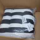 Indoor/Outdoor Tufted Seat Cushions with Ties Set of 2, 19"x19" Chair Cushions for Dining Chairs, Waterproof Chair Pads for Garden Patio Kitchen Home-Black White Stripe, 2 Count