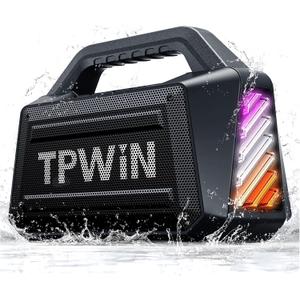 Bluetooth Speaker - 80W Loud Rugged Outdoor Speakers, IPX6 Waterproof, 20H Playtime, Deep Bass, Lightshow, TWS, BT 5.3 Wireless, Portable for Travel Hiking Camping Beach Pool - Black