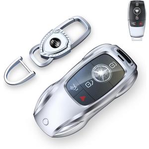 Saxsion for Benz Key Fob Cover,Fit A B C E G S R Class SL SLC CLS CLA GLB GLC GLE GLS AMG CLK ML SLK Key Case Shell (Fashion Silverfor Benz-A)